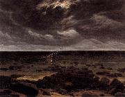 Caspar David Friedrich Seashore with Shipwreck by Moonlight oil on canvas